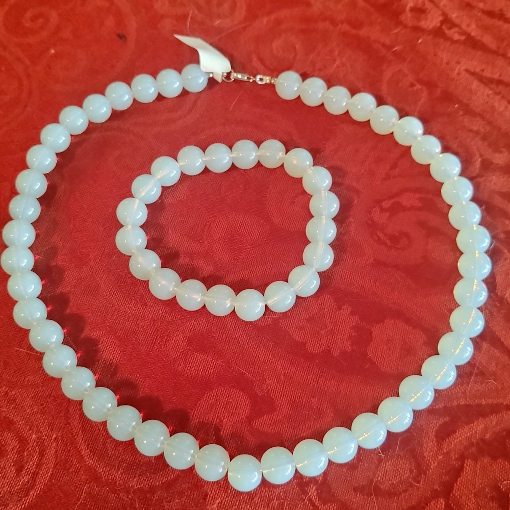 🌹White Onyx Necklace & Bracelet